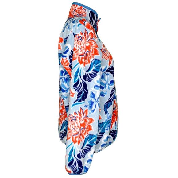 Patagonia Manoa Dusk Blue Floral Print Synchilla Snap-T Fleece Pullover Sweater - Picture 4 of 9
